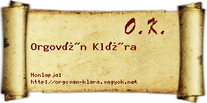 Orgován Klára névjegykártya